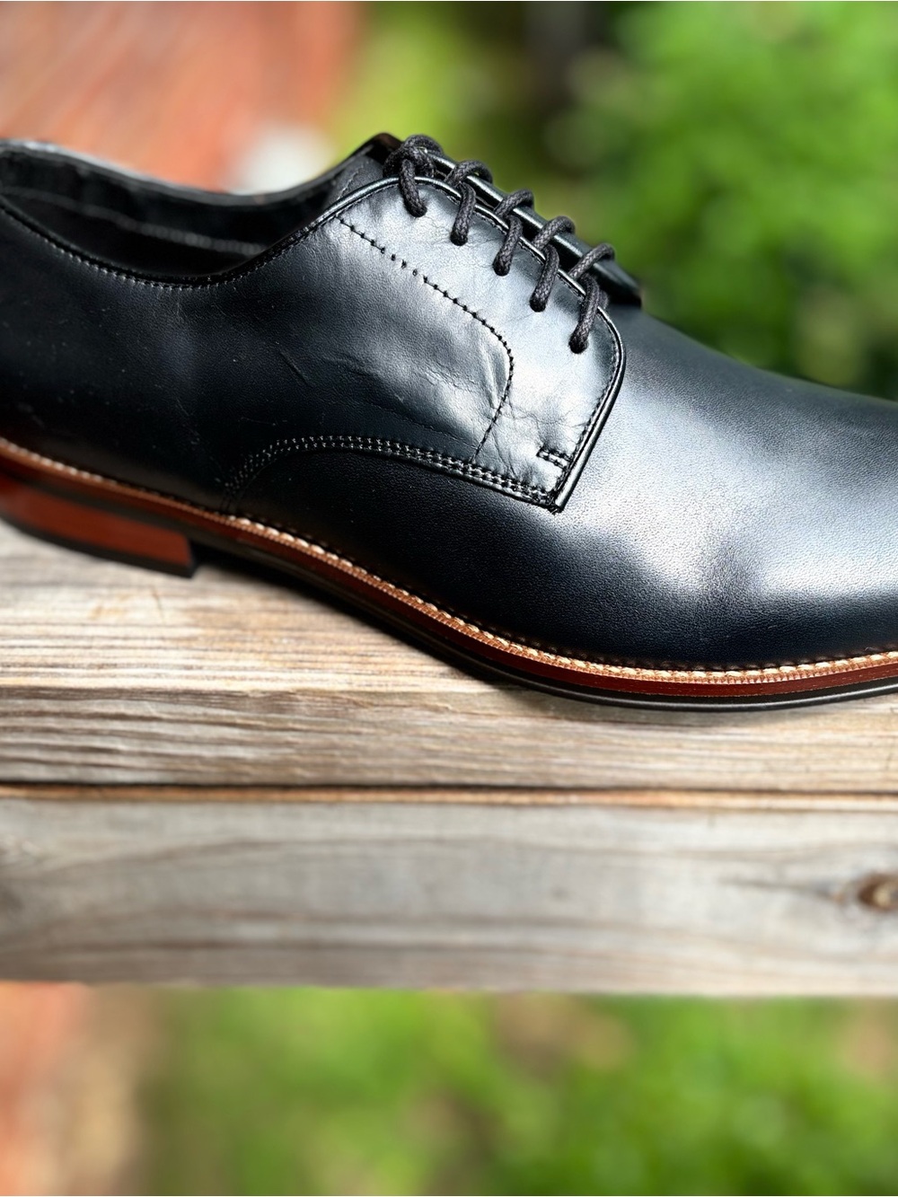 The Black Tux | Men's Black Leather Derby Shoes with Contrast Welt | Size 10 - Picture 2 of 11